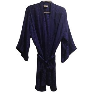 Vintage Lynn La Cava 100% Silk Robe Kimono Wide Sleeves One Size